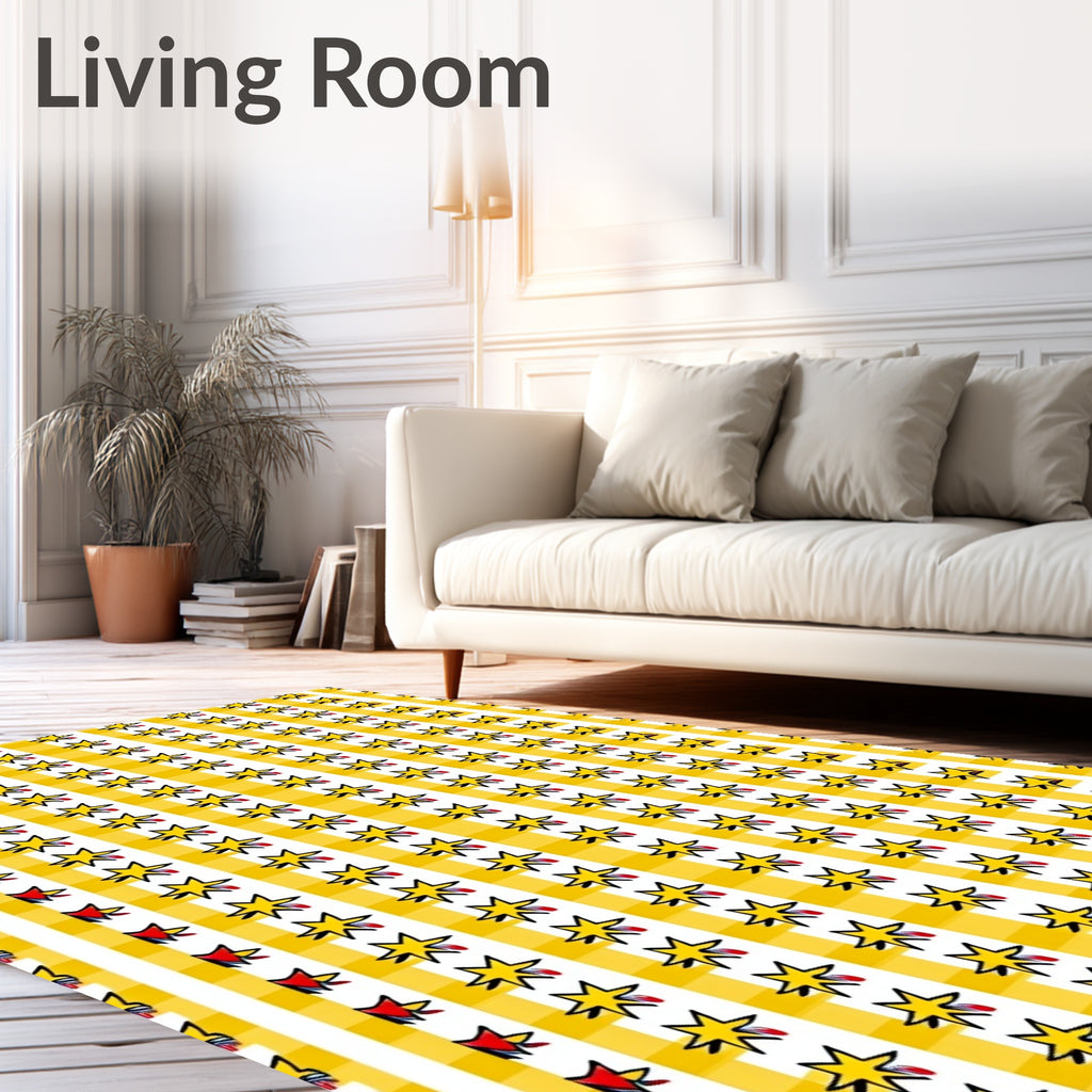 Bright Yellow Starburst Stripe Wonder Rug