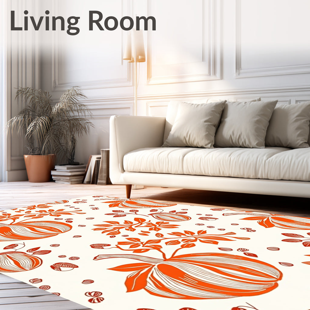 Orange Pumpkin Vine Botanical Repeat Rug