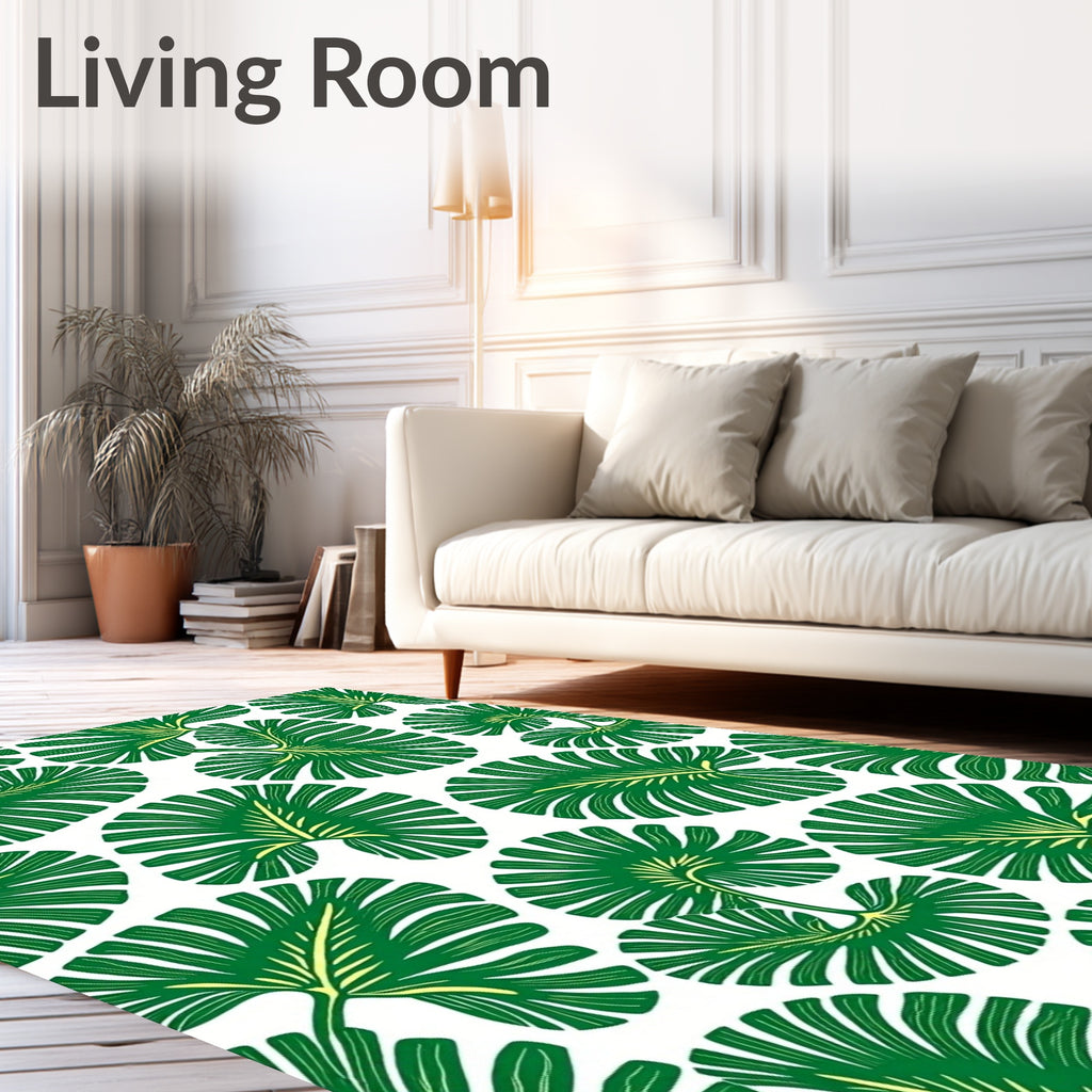 Emerald Green Fan Leaf Burst Rug