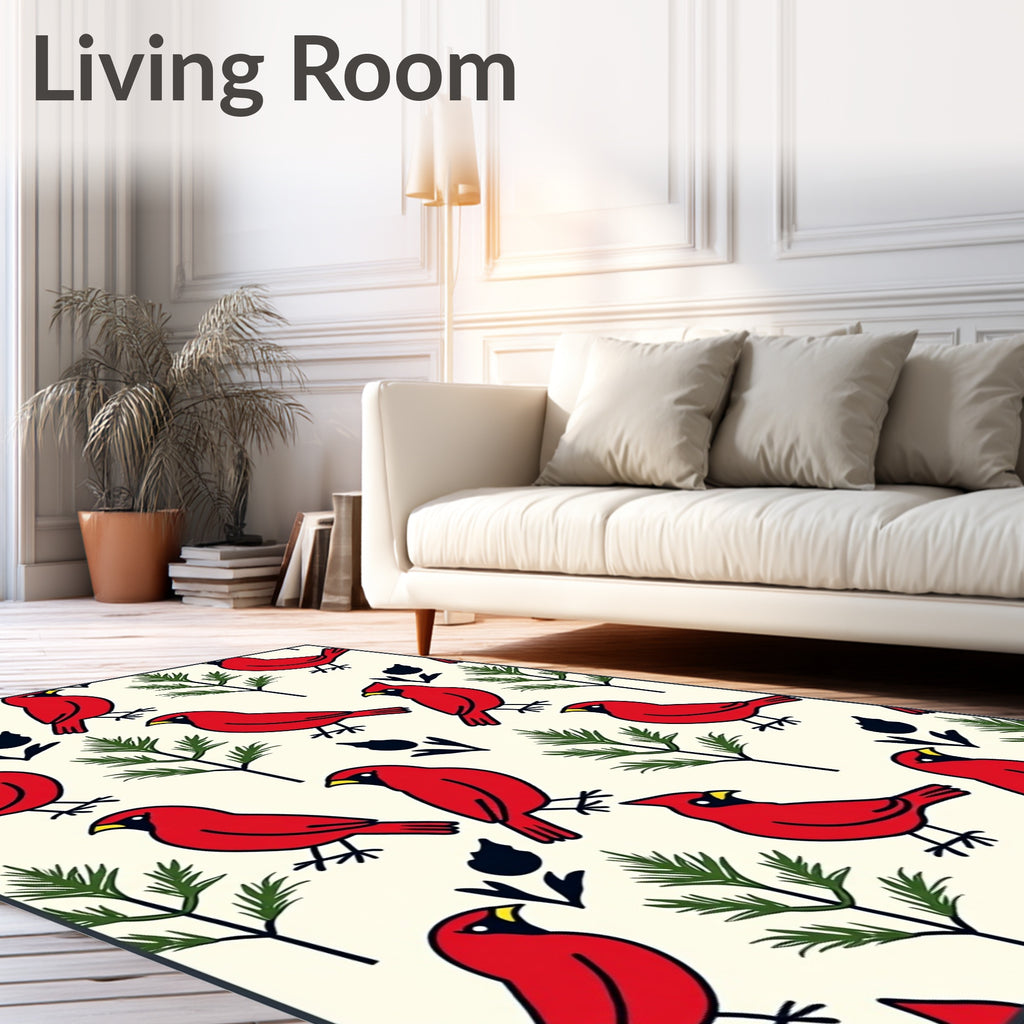 Vibrant Red Cardinal Tree Companions Rug