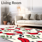 Vibrant Red Cardinal Tree Companions Rug