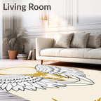 Gold Halo White Angelic Wings Rug