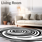 Monochromatic Black Swirl Hypnosis Rug