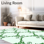 Elegant Green Scrollwork Diamond Rapport Rug