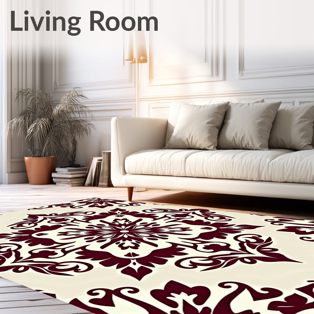 Burgundy Floral Damask Radiance Rug
