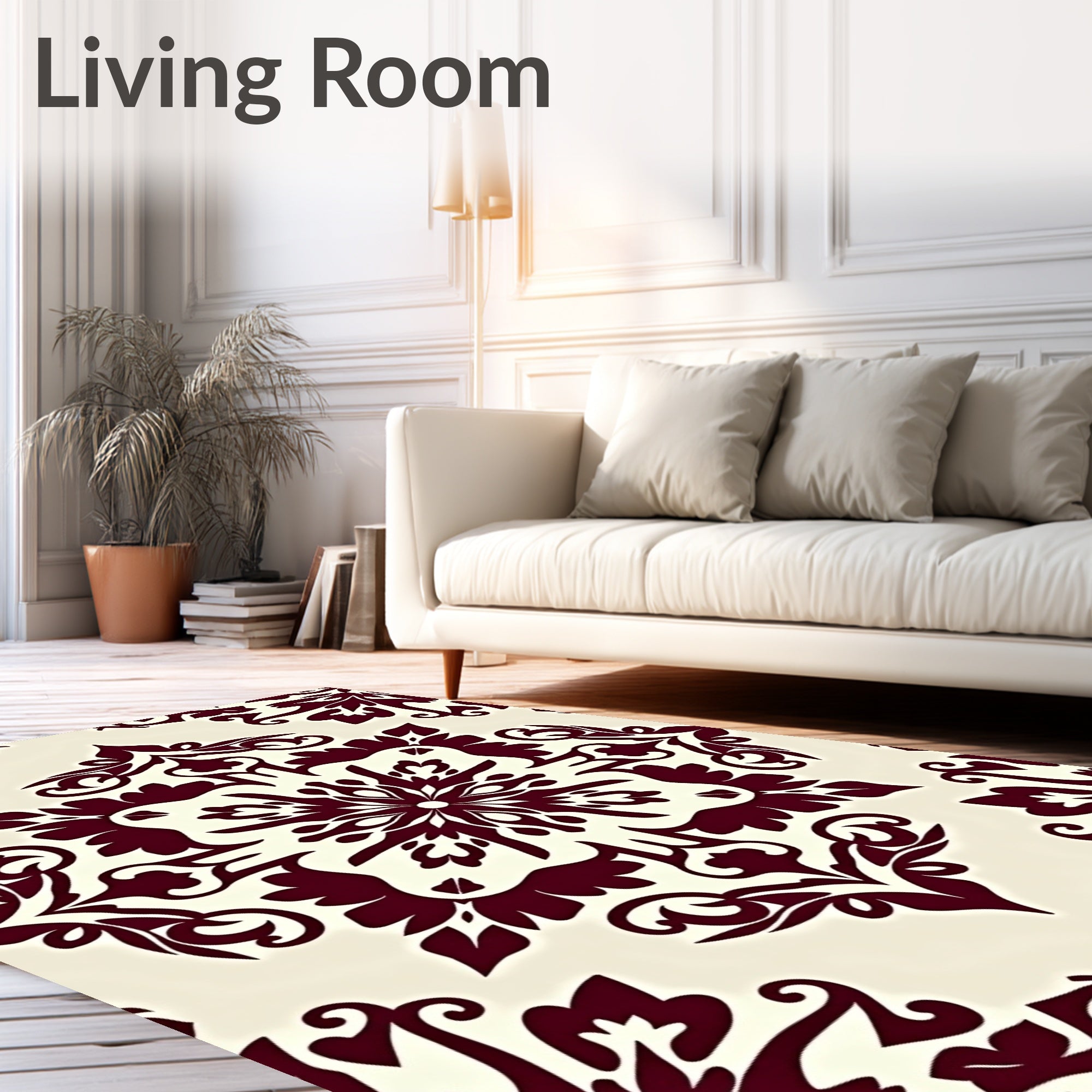 Burgundy Floral Damask Radiance Rug