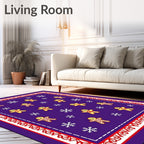 Purple Gingerbread Snowflakes Border Rug