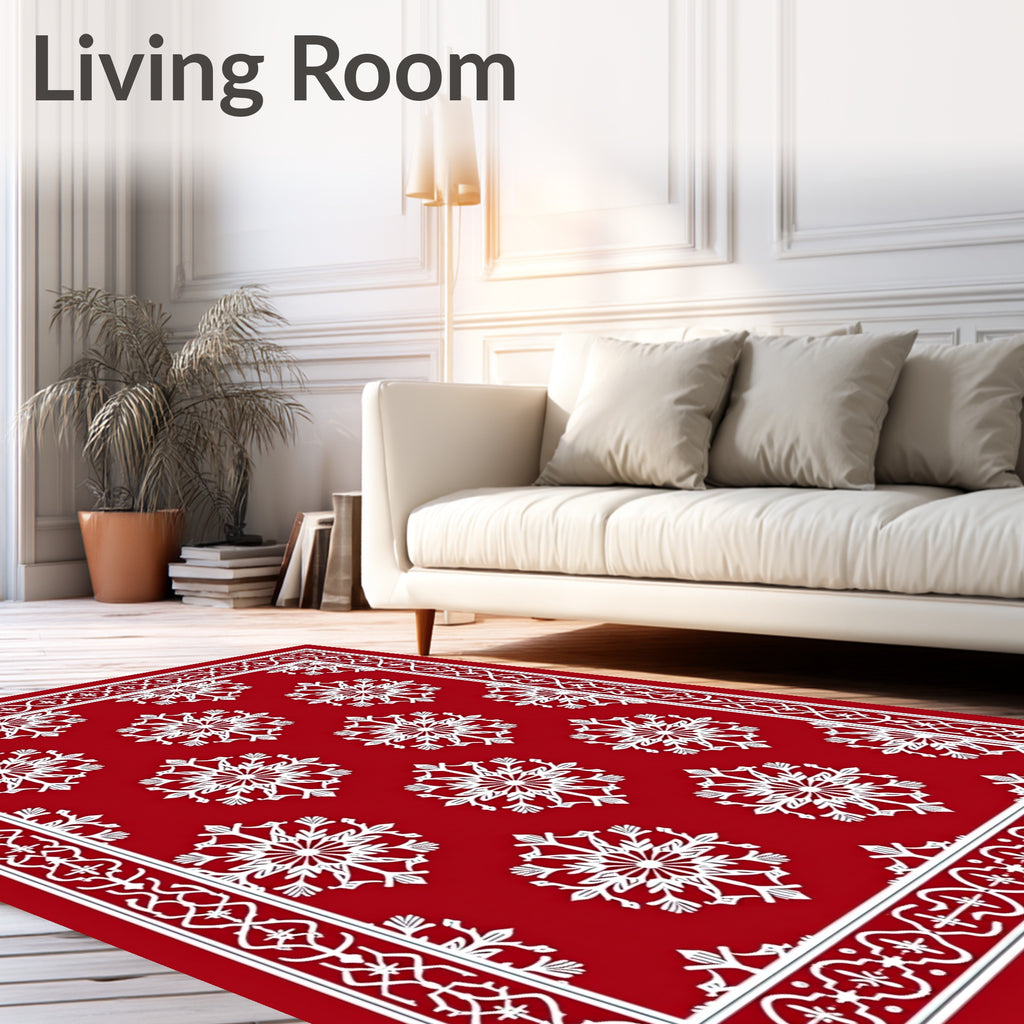 Crimson Ice Crystal Repeating Border Rug