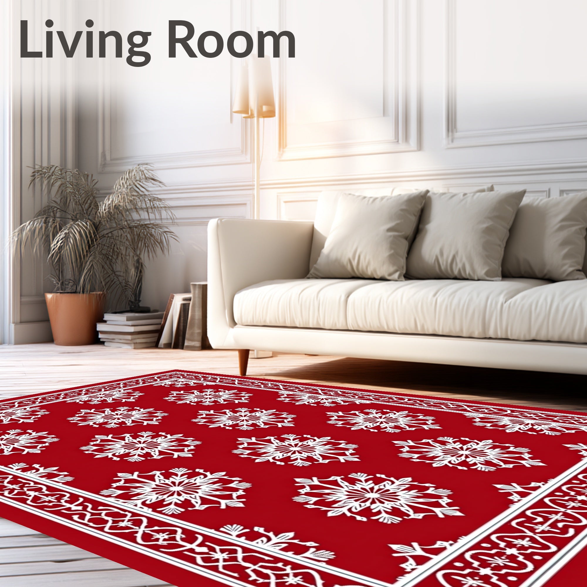 Crimson Ice Crystal Repeating Border Rug