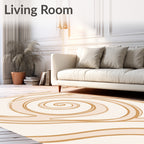 Golden Swirl Abstract Wave Rug
