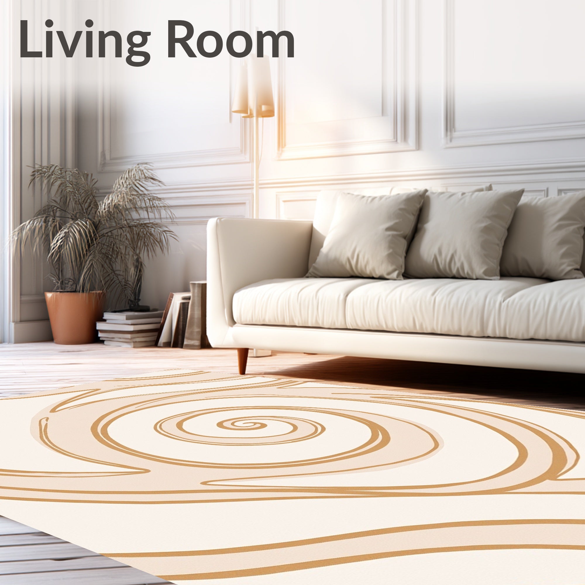 Golden Swirl Abstract Wave Rug