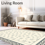 Pale Cream Starburst Field Border Rug