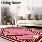 Art Deco Pink Geometric Tableau Rug