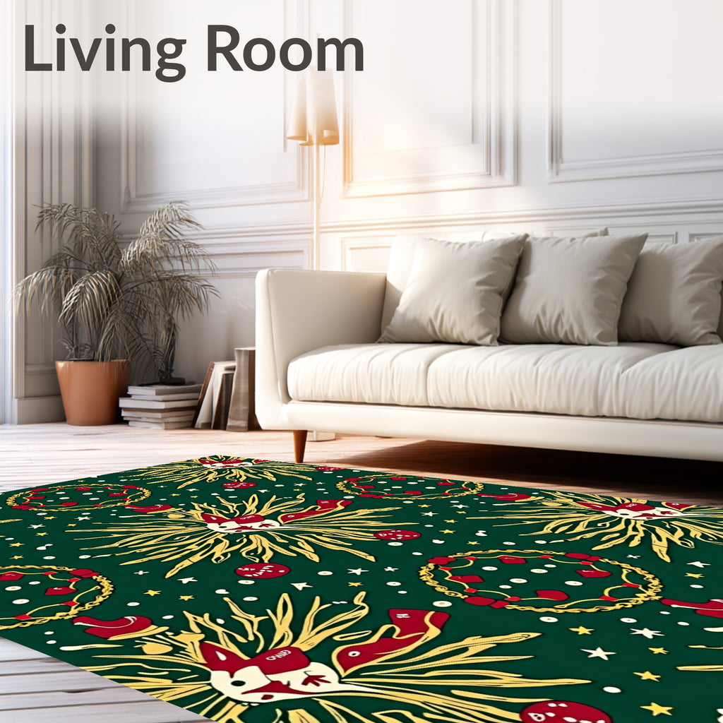 Emerald Green Cosmic Rabbit Garland Rug