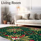 Emerald Green Cosmic Rabbit Garland Rug