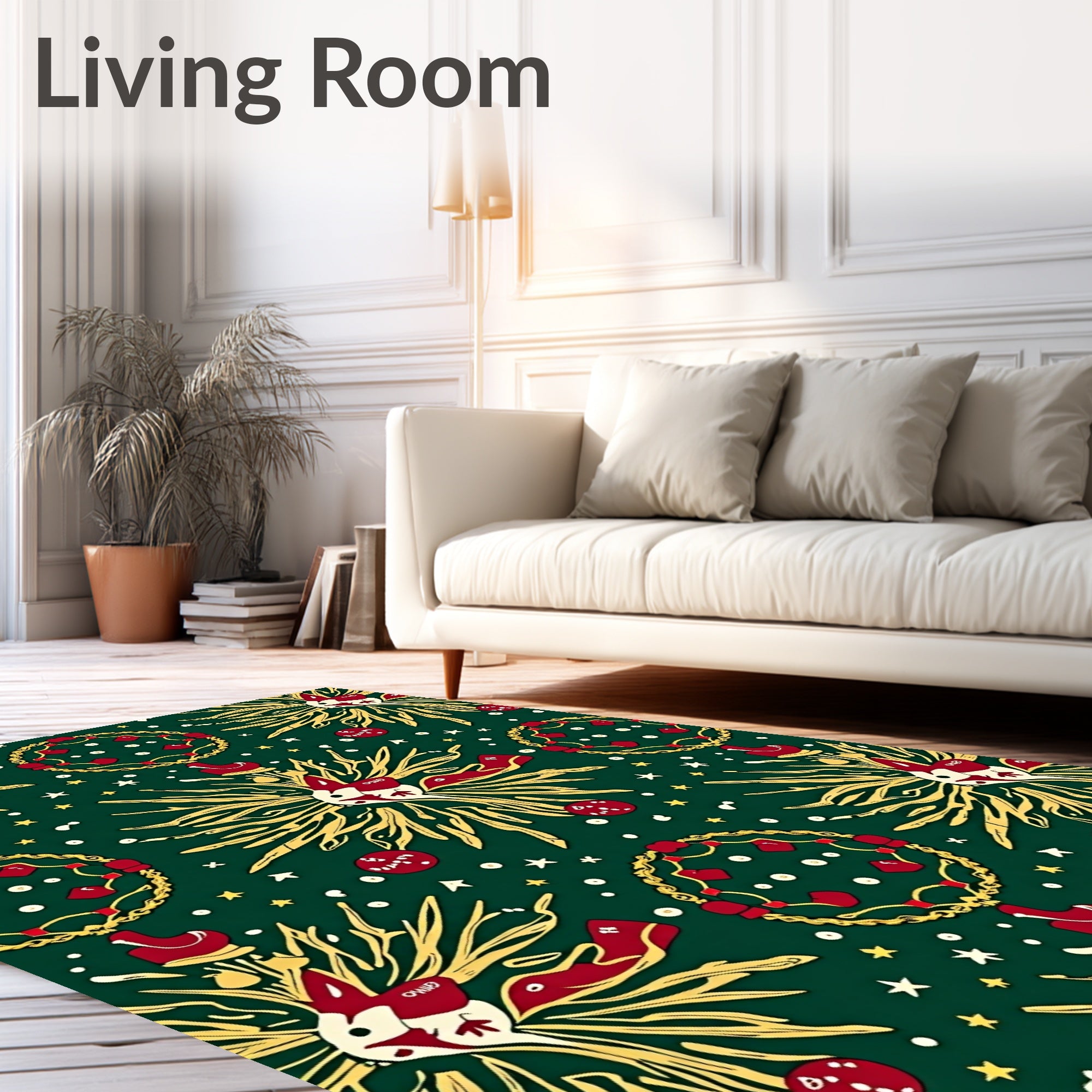 Emerald Green Cosmic Rabbit Garland Rug