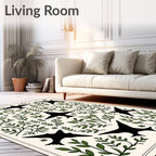 Black Bird Garden Foliage Cream Rug