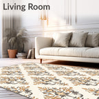 Brown and Gold Floral Damask Rug