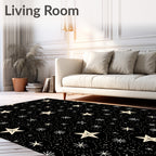 Cosmic Black Cream Starburst Circles Rug