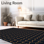 Dark Navy Orange Honeycomb Lattice Rug