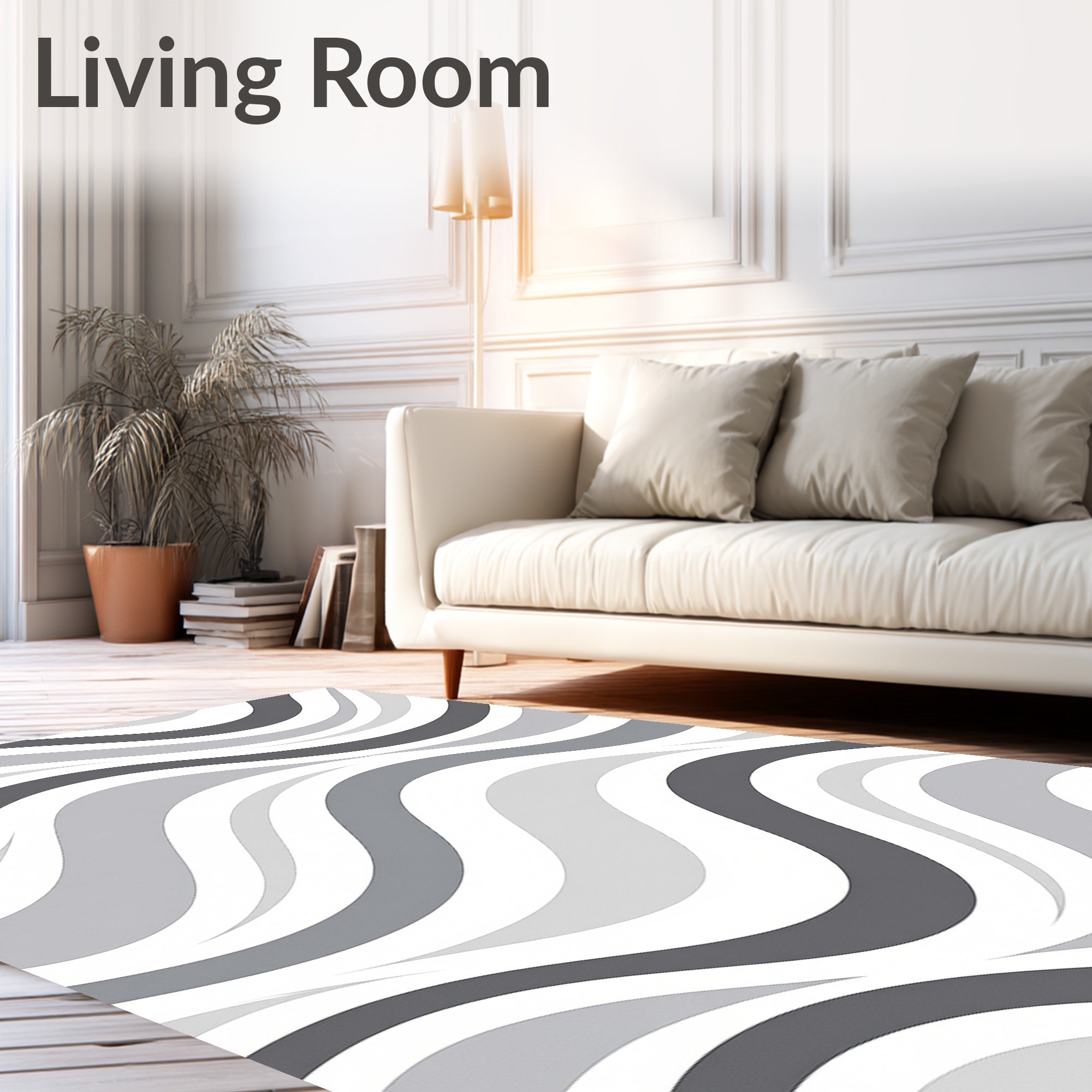 Modern Gray Wave Landscape Rug