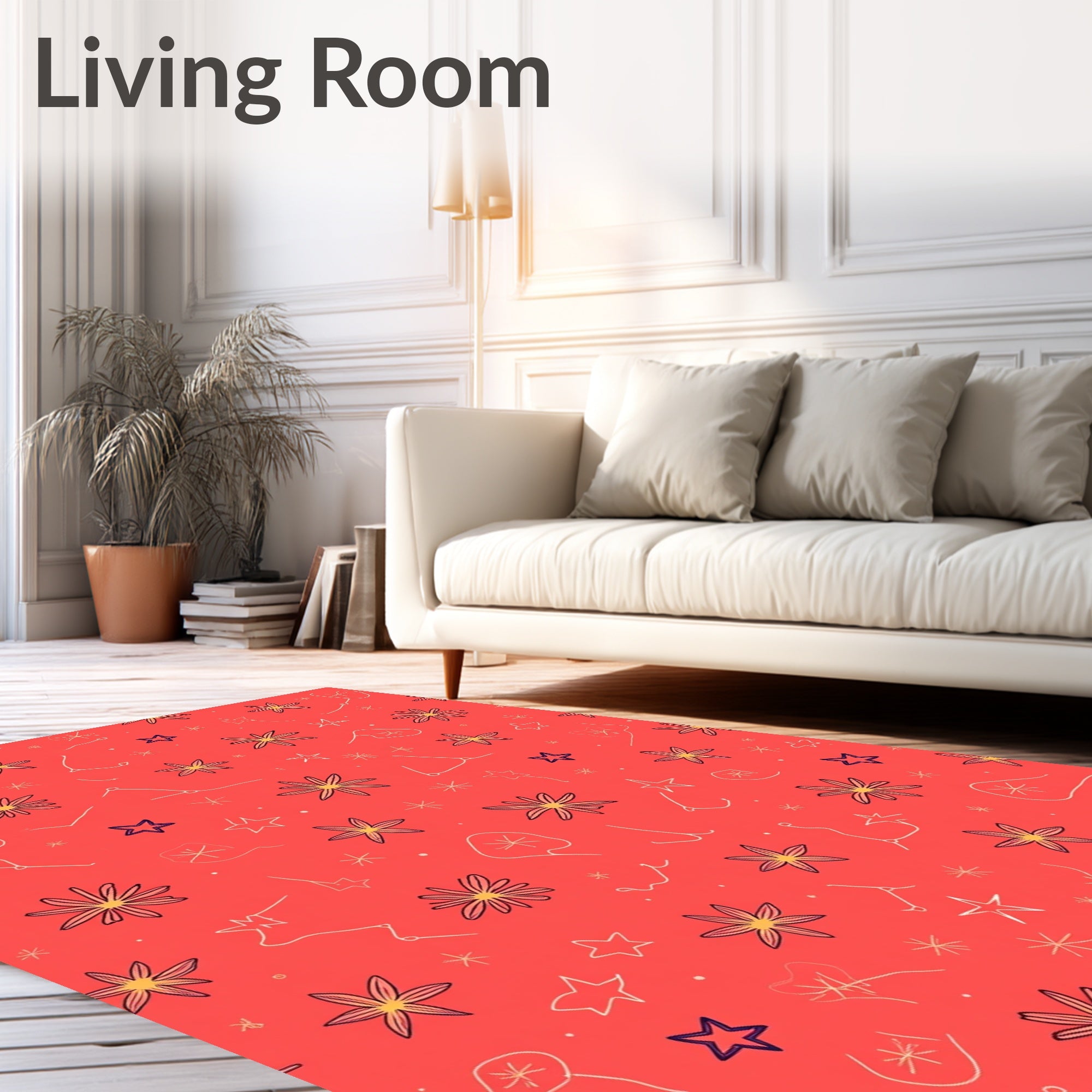 Coral Bloom Starry Night Scatter Rug