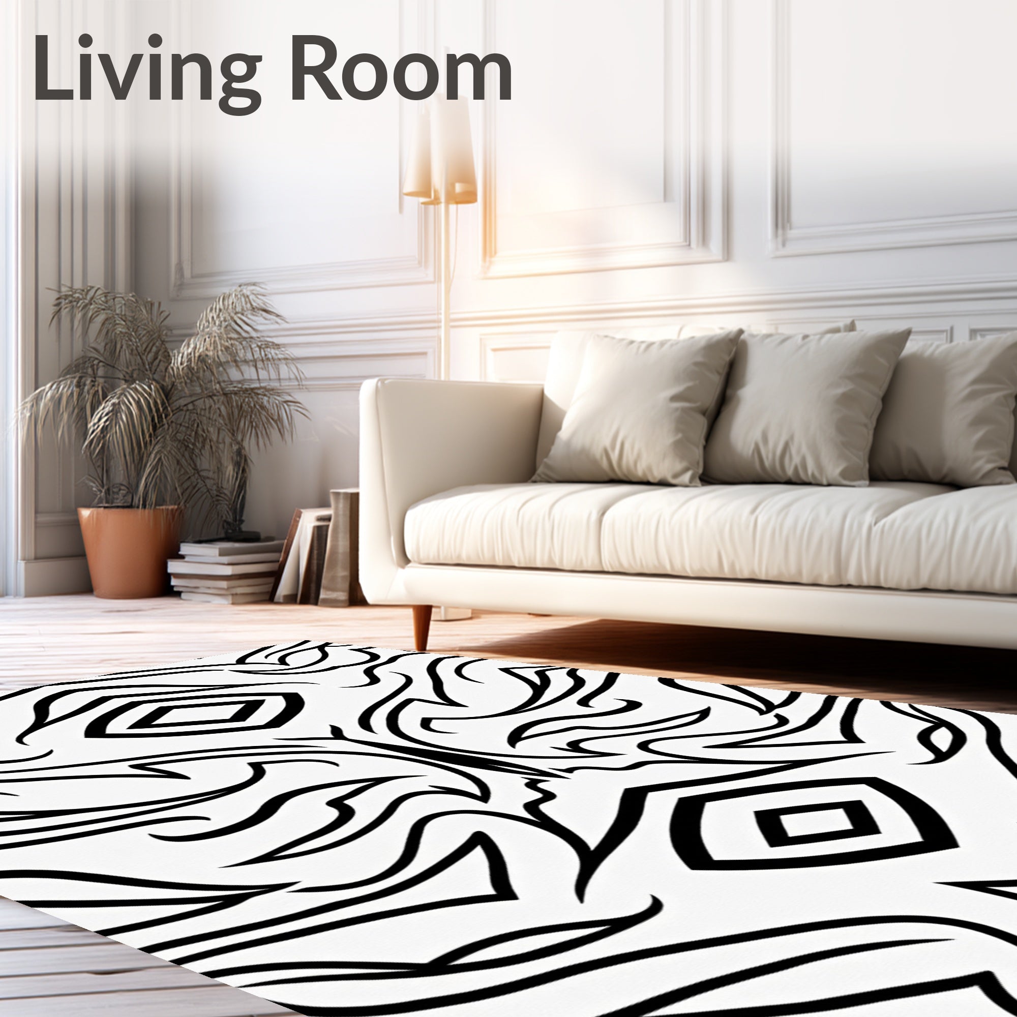 Bold Black Tribal Diamond Abstract Rug