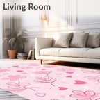 Sweet Pink Floral Hearts Scatter Rug