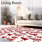 Crimson Trees Snowflakes Pattern Rug