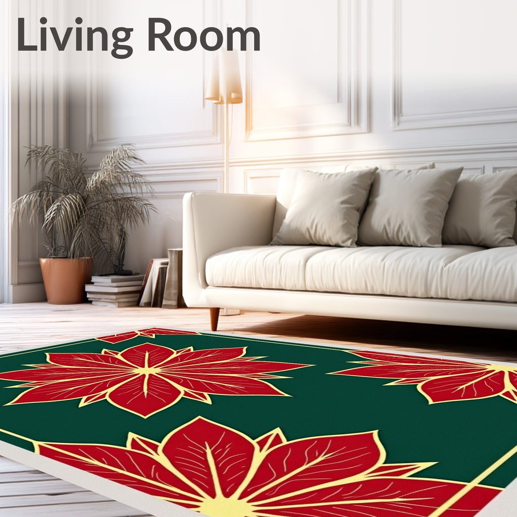 Crimson Floral Laurel Border Rug