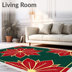 Crimson Floral Laurel Border Rug
