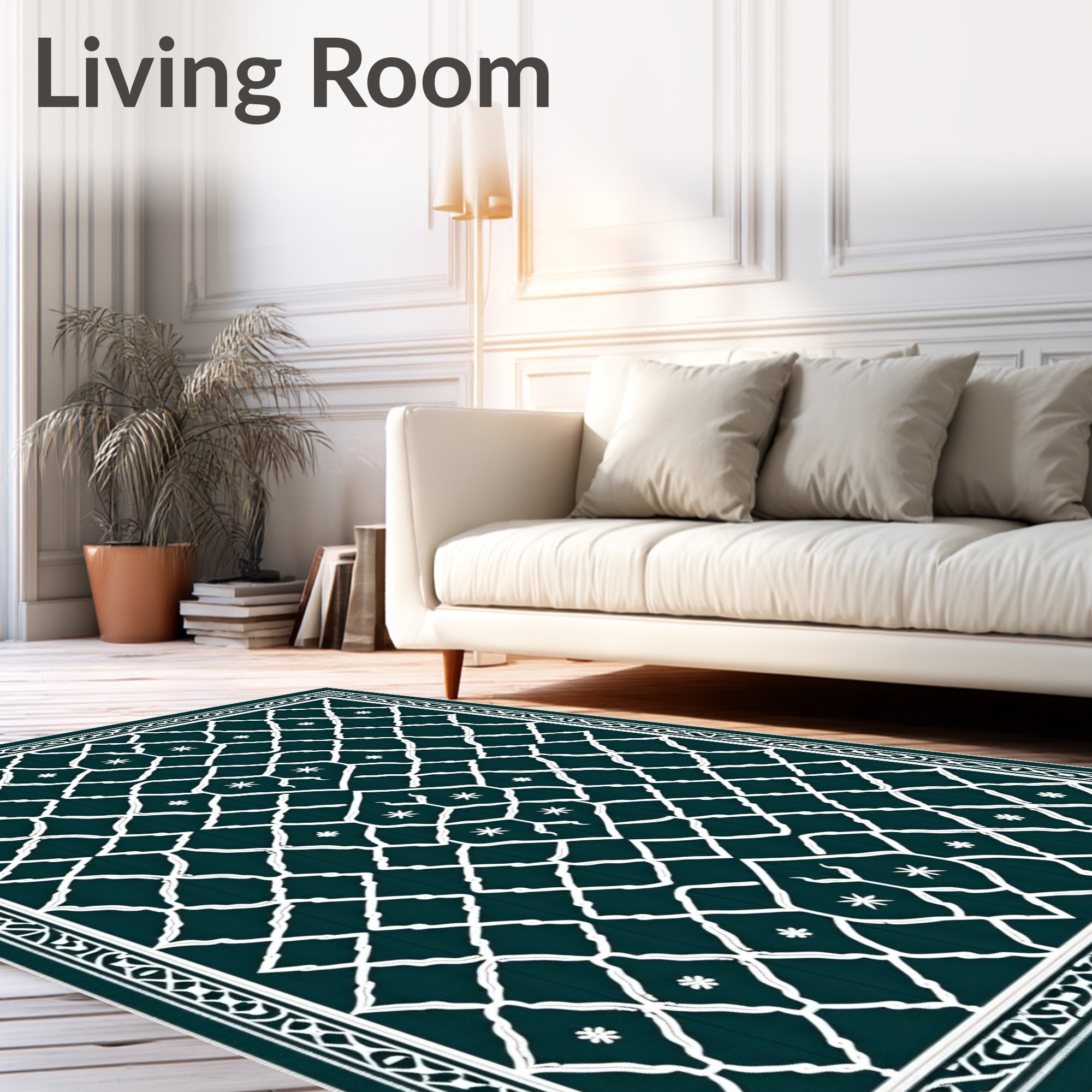 Emerald Lattice Starburst Rug