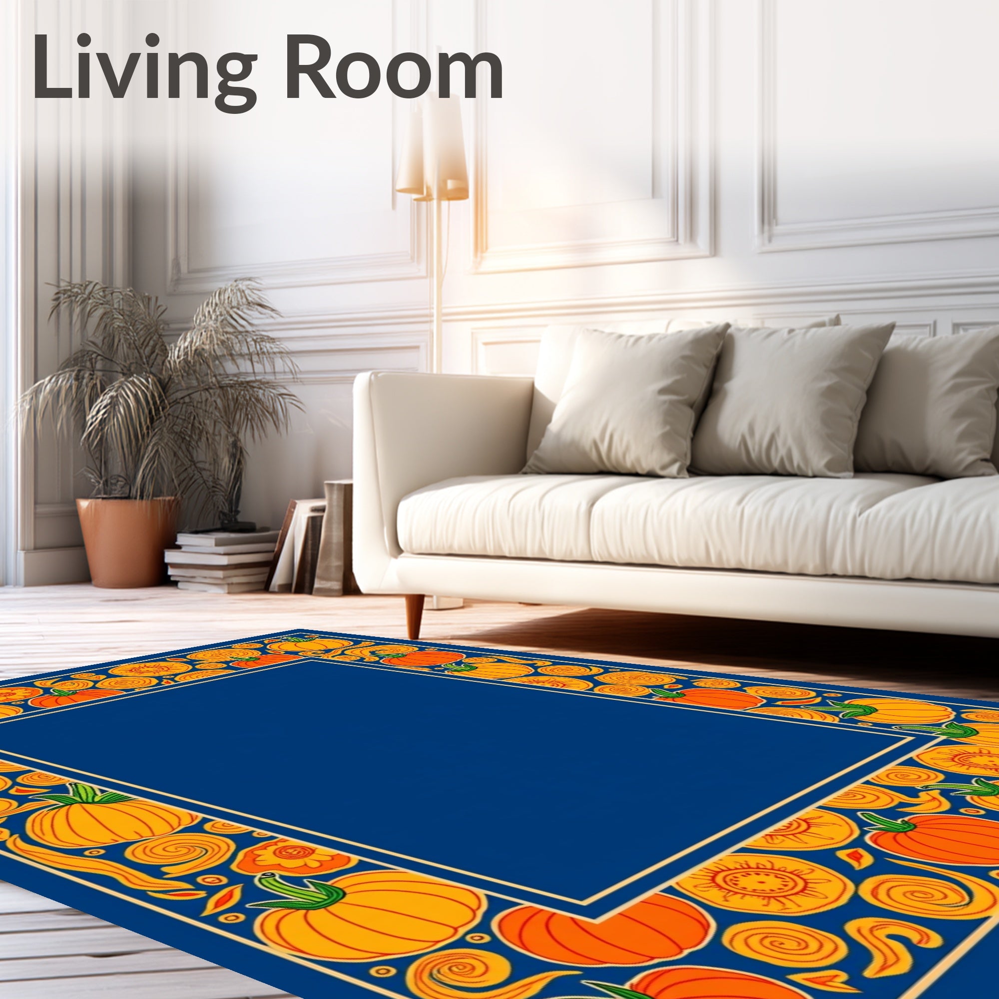 Orange Pumpkin Swirl Border Rug