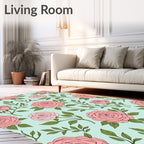 Soft Pink Rose Garden Swirls Rug