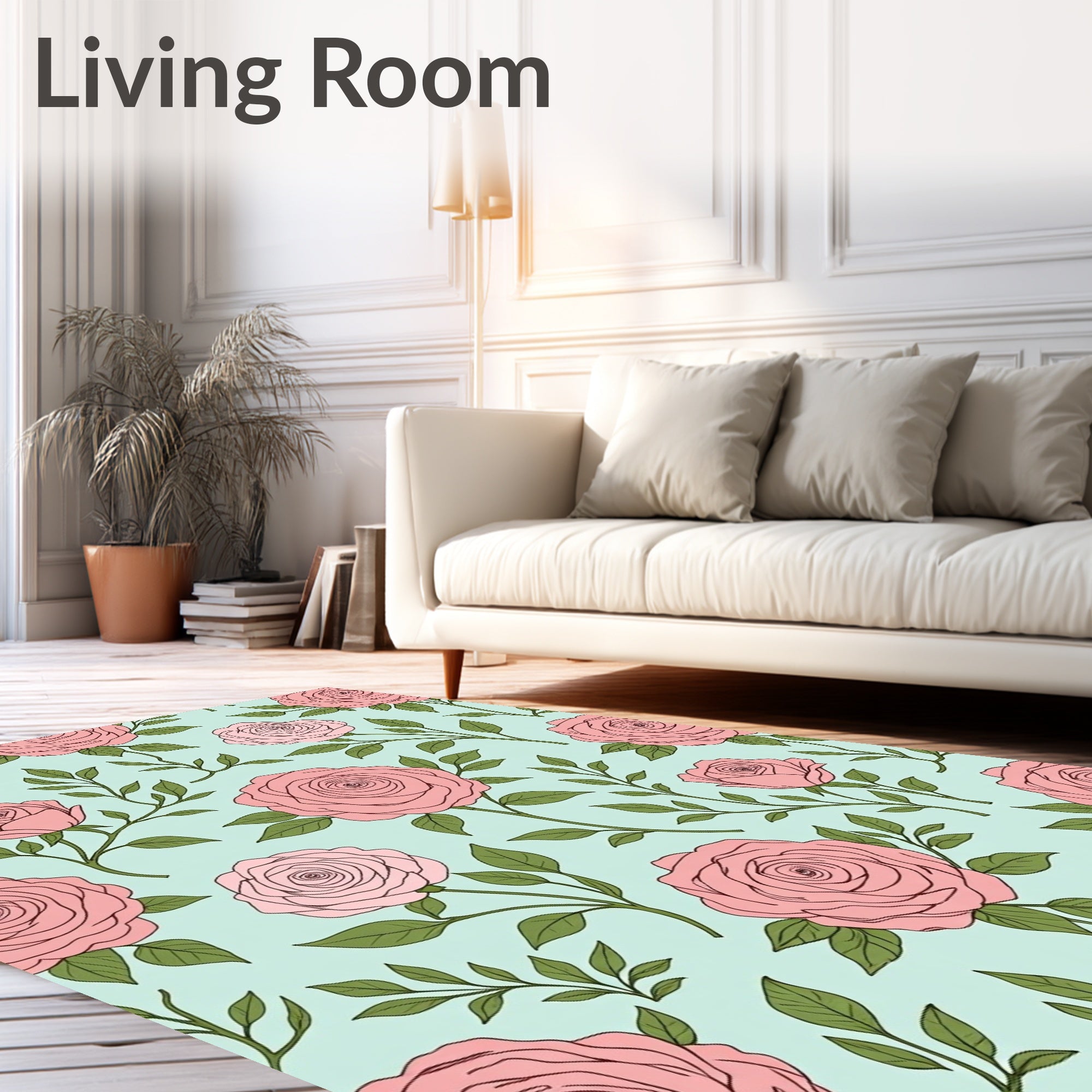 Soft Pink Rose Garden Swirls Rug