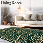 Emerald Golden Floral Vine Lattice Rug