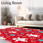 Red Snowman Star Swirl Rug