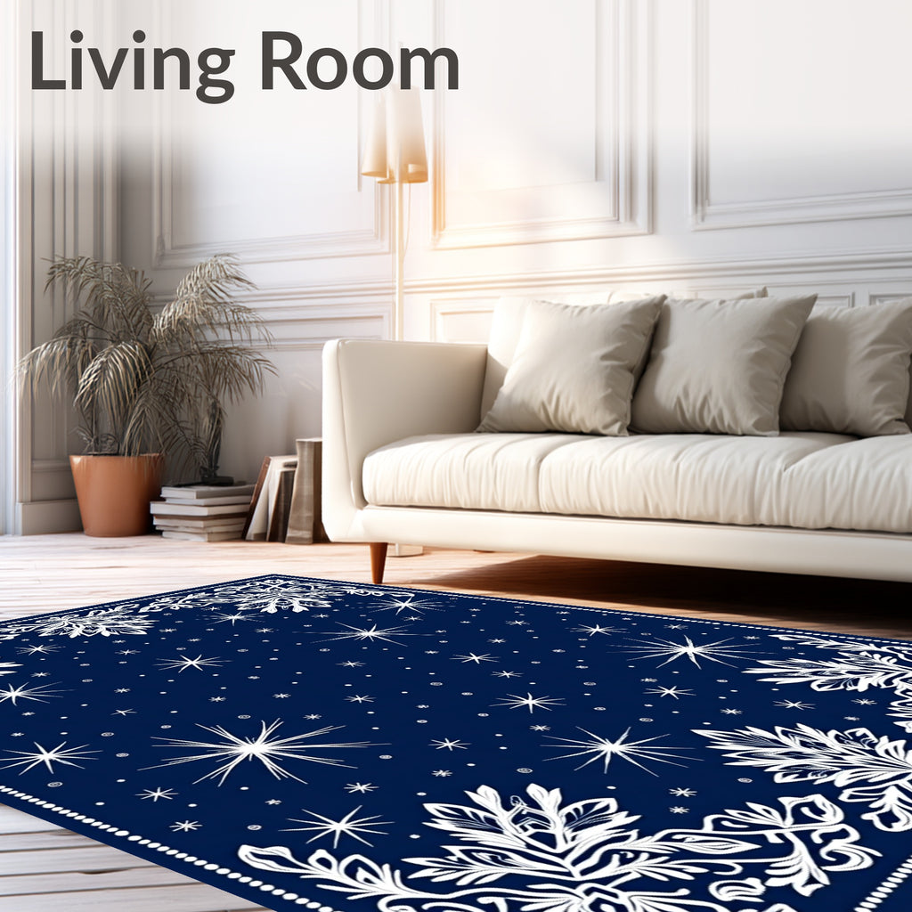 Cobalt Blue Winter Starburst Snowfall Rug