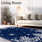 Cobalt Blue Winter Starburst Snowfall Rug