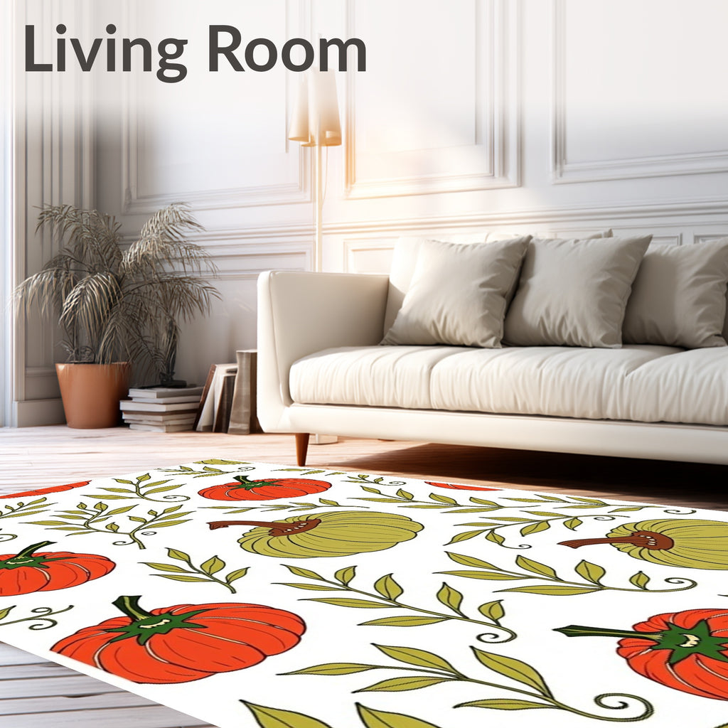 Autumn Harvest Pumpkin Leaf Rug