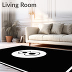 Bold Black White Eight Ball Rug