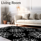 Black White Floral Mandala Medallion Rug