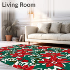 Vibrant Red Poinsettia Swirl Background Rug