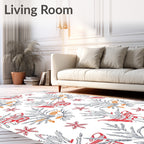 Red Orange Leafy Branch Bloom Rug