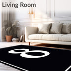 Bold Black White Number Eight Rug