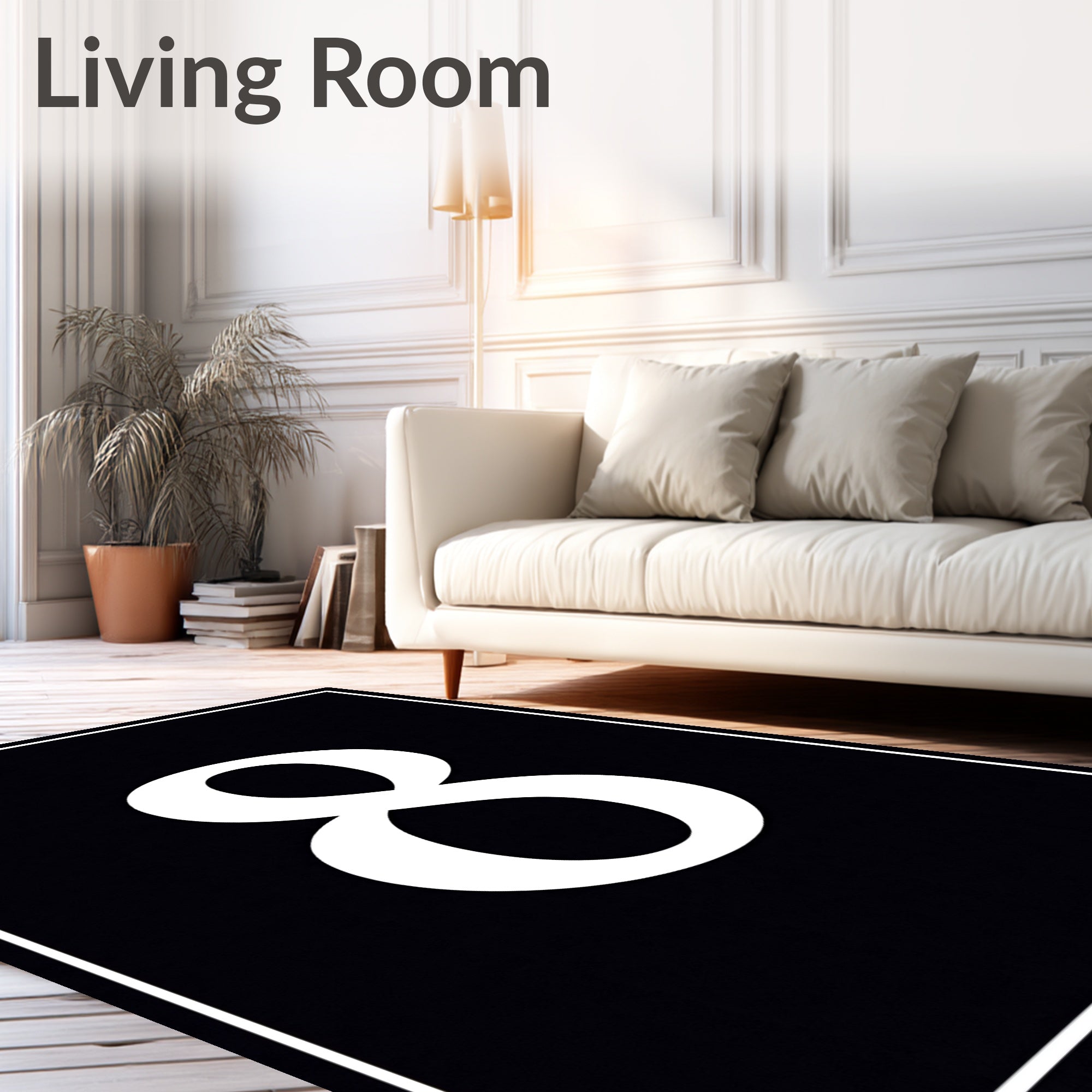 Bold Black White Number Eight Rug