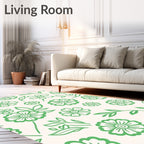 Fresh Green Floral Botanical Spread Rug