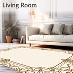 Vintage Sepia Scrollwork Border Rug