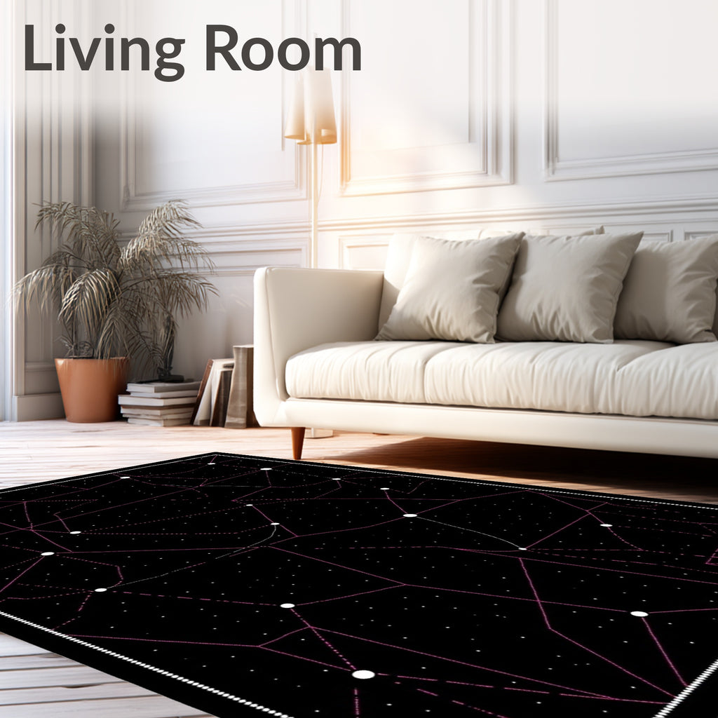 Black Cosmic Connect The Dots Rug