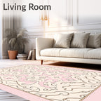 Pale Pink Scrollwork Medallion Rug
